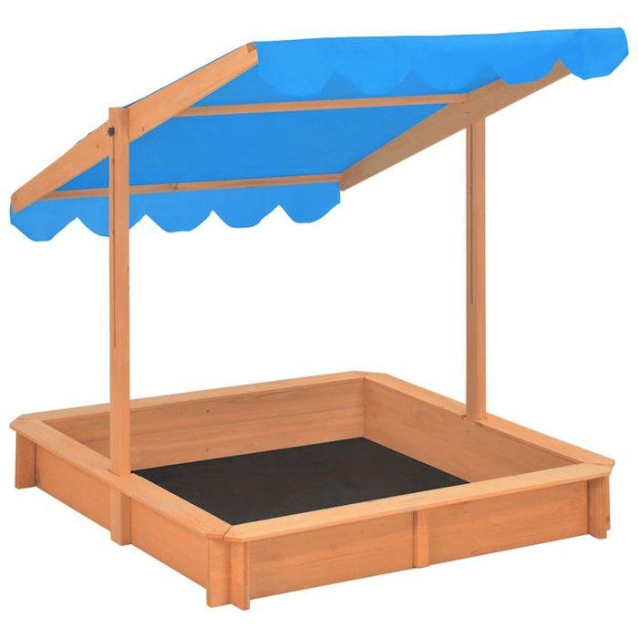 VidaXL Sandpit with Adjustable Roof Fir Wood 115x115x115 Cm