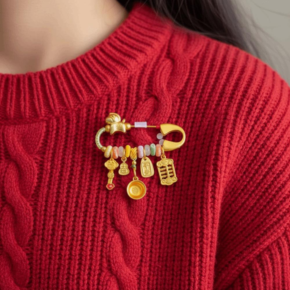 Gold Color Zodiac Horse Brooch Pendant Pony Sand-plated Ornaments Guardian Brooch  Newborn Baby