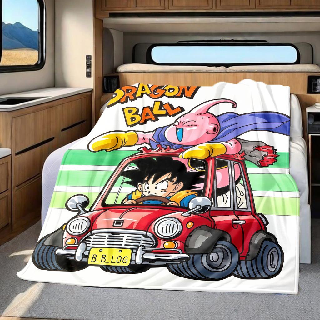 1 ks Flanelová deka s potiskem Dragon Ball Super, Vysoce kvalitní, Pro všechna roční období, Domácí dekorace, Teplo a pohodlí, Perfektní jako vánoční dárky