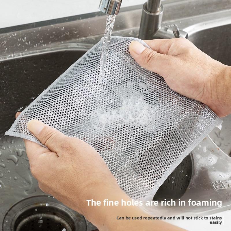 Silver Wire Cleaning Cloth Multipurpose Kitchen Scrubber for Pots, Stoves Dishes