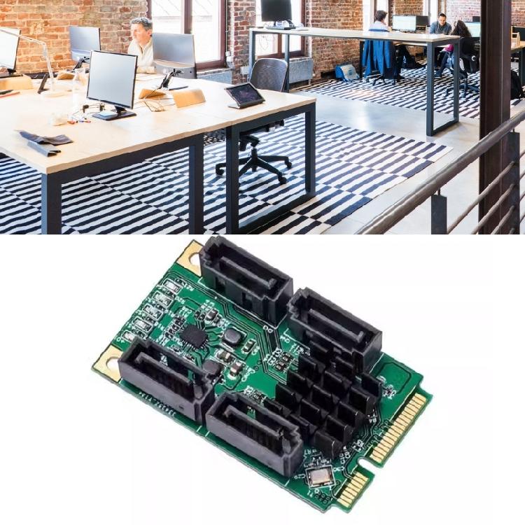 Multiple Port SATAs 3.1 Adapters Card for Mini PCIe Slot 6Gb/s Transfer Speed Crosses Platform Compatibility