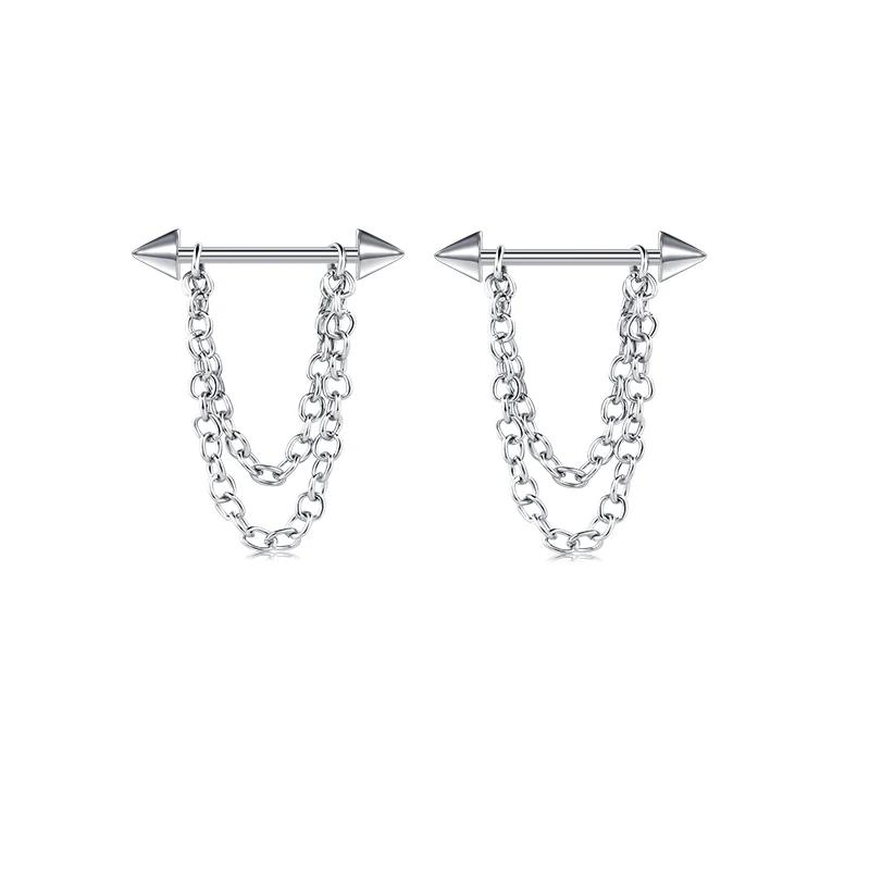 

1pc Sexy Chain Nipple Ring 14G Barbell Star Shield Body Jewelry Women Piercing Plant&Nipple Rings&Body