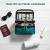 Double-layer Portable Large Capacity Makeup Bag Handheld Travel Waterproof Toiletry Bag Portable Cosmetics Storage Pouch