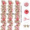 Fall Maple Leaves Garland Hanging Artificial Autumn Garland with Pink Pumpkins Flowers Berries For Halloween Thanksgiving Decor