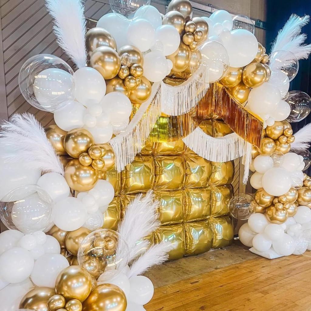 Cube-Patterned Backdrop Balloon Set Birthday Party & Engagement Party Decorations