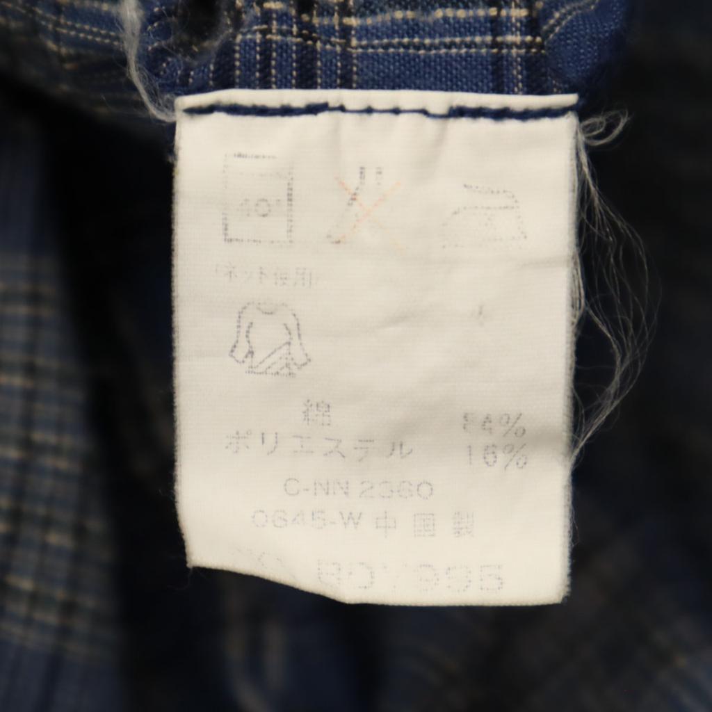 Budweiser Check Pattern Short Sleeve Shirt L Navy Seersucker Men's Used