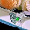High-End Luxury Heavy Industry Full Diamond Brooch Two Wearing Necklace Emerald Butterfly Ring Court Style High Carbon Diamond Colored Treasure Girl