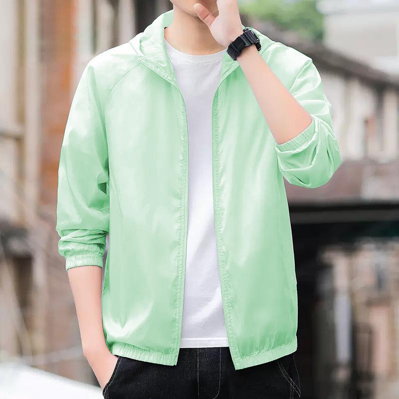 

Summer Men Ice Silk Lightweight Breathable Sunscreen Clothes Outdoor Leisure Hooded Fishing Sun Protection Clothes Sports Jacket XXXXL зелений