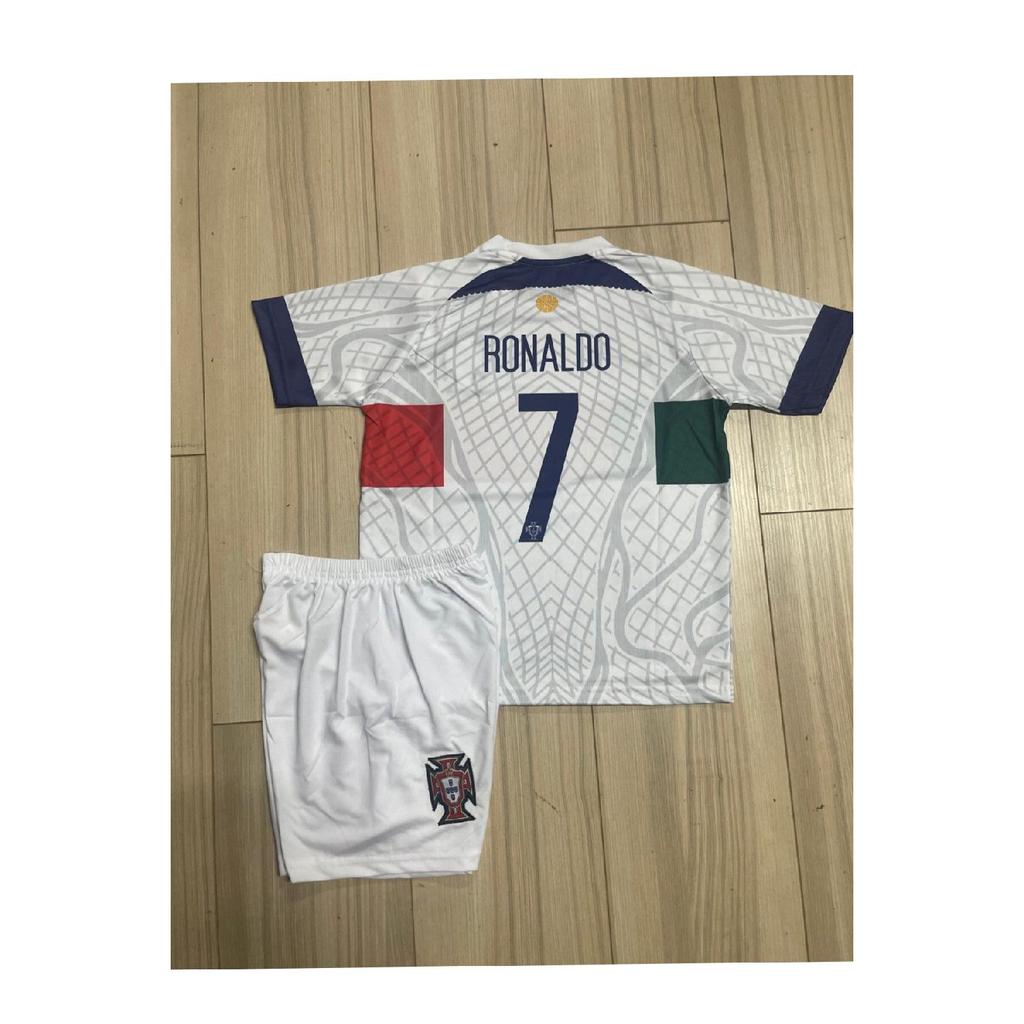 Portugalia Ronaldo Cupa Mondială Set de tricouri alb pentru copii 4 piese Pobbasi