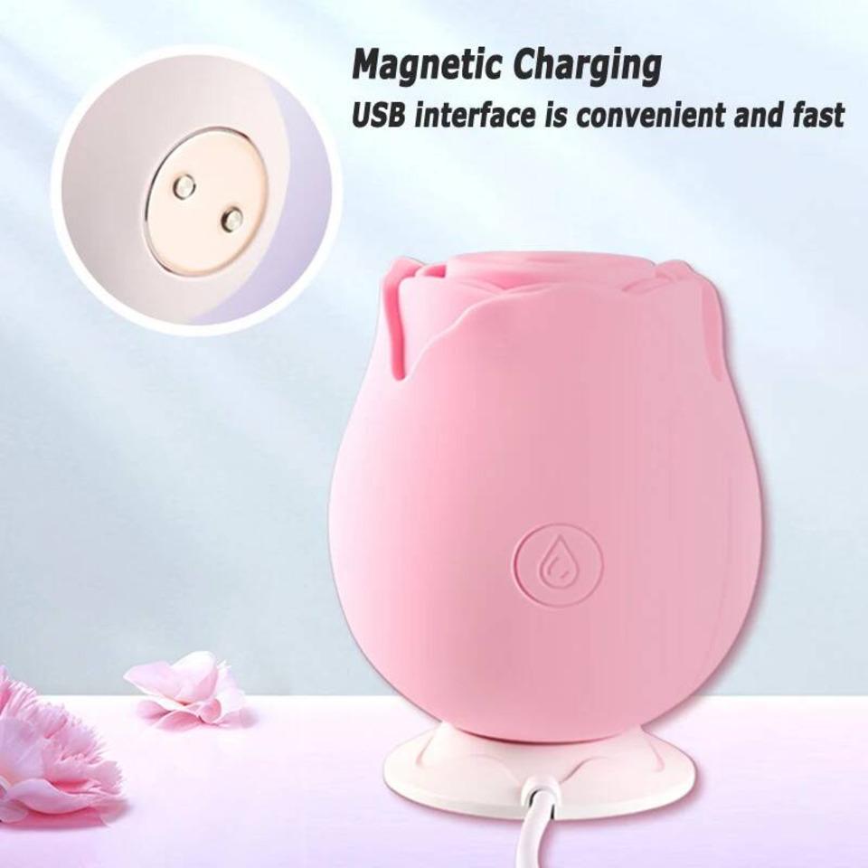 Vibrator Trandafir cu Aspirație Puternică Jucărie Sexy Pentru Femei Stimulator Masaj Sân Clitoris Sânge Oral 18+ Adulți Jucării Pentru Femei 10 Moduri