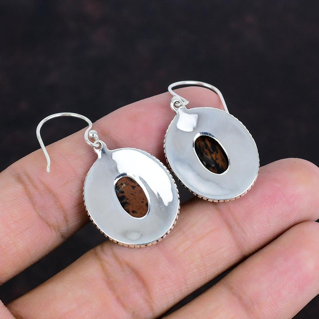 Mahogany Obsidian Earring Unique Vintage Earring Original Gemstone Handmade Earring 925 Sterling Silver Earring Dainty Jewelry Gifts For Her
