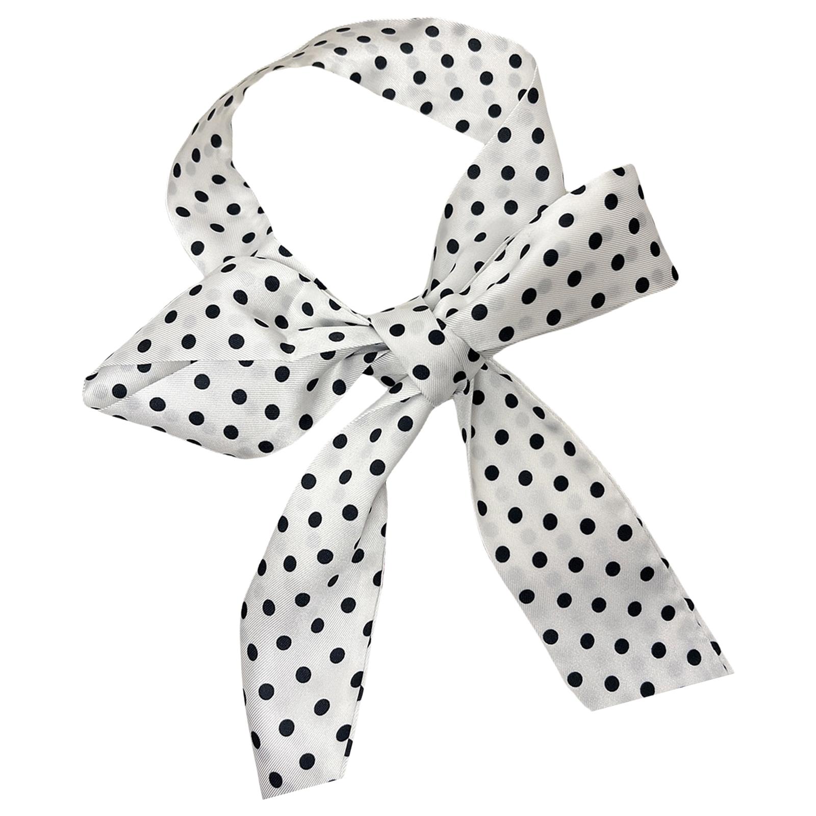 

Popular Dotted Neck Scarf Elegant Silk Scarf for Dinner Party French Styles Neckwear Travel Hairband Collarbone Scarf белый