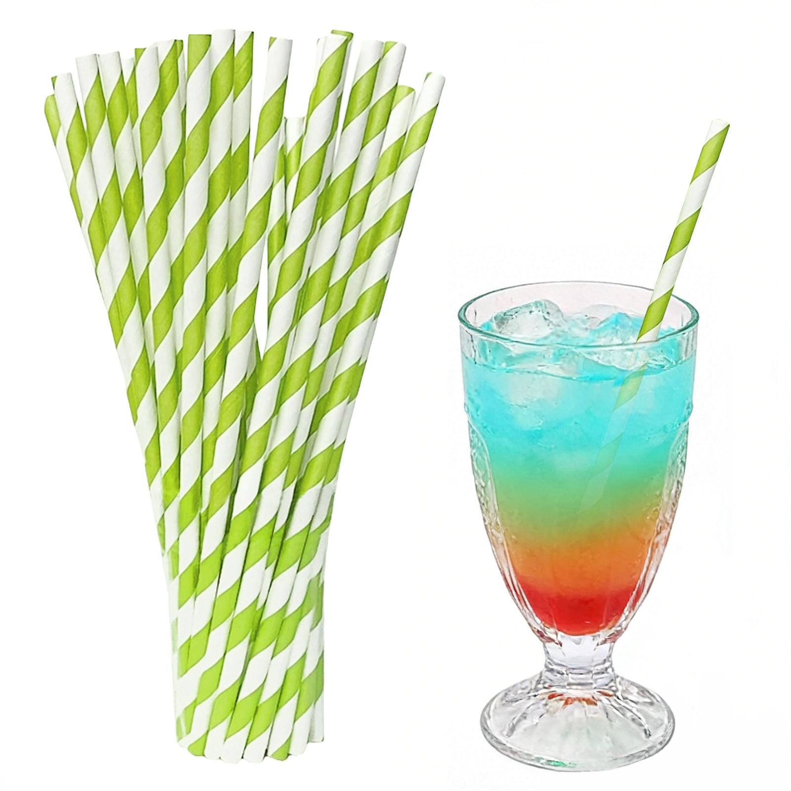 

Kraft Paper Straws, Colorful Striped, Perfect For Party Decorations, Desserts, Pastries, Bars, And Drinks. 100 Pieces. One Size