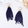 Personality retro elegance trend beaded fringed linear earrings banquet party exquisite versatile earrings women