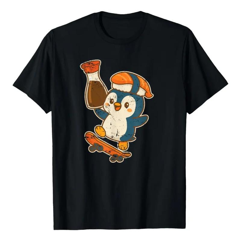 Camiseta Con Dibujos Animados Sushi Penguin Skate Kawaii (1) S