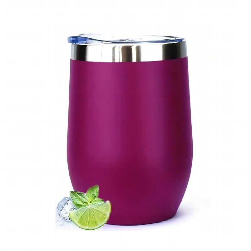 12oz Wine Tumbler with Lid, Stainless Steel Travel Mugs Stemless Double Wall Insulated Coffee Cup, Insulated Wine Glasses Travel