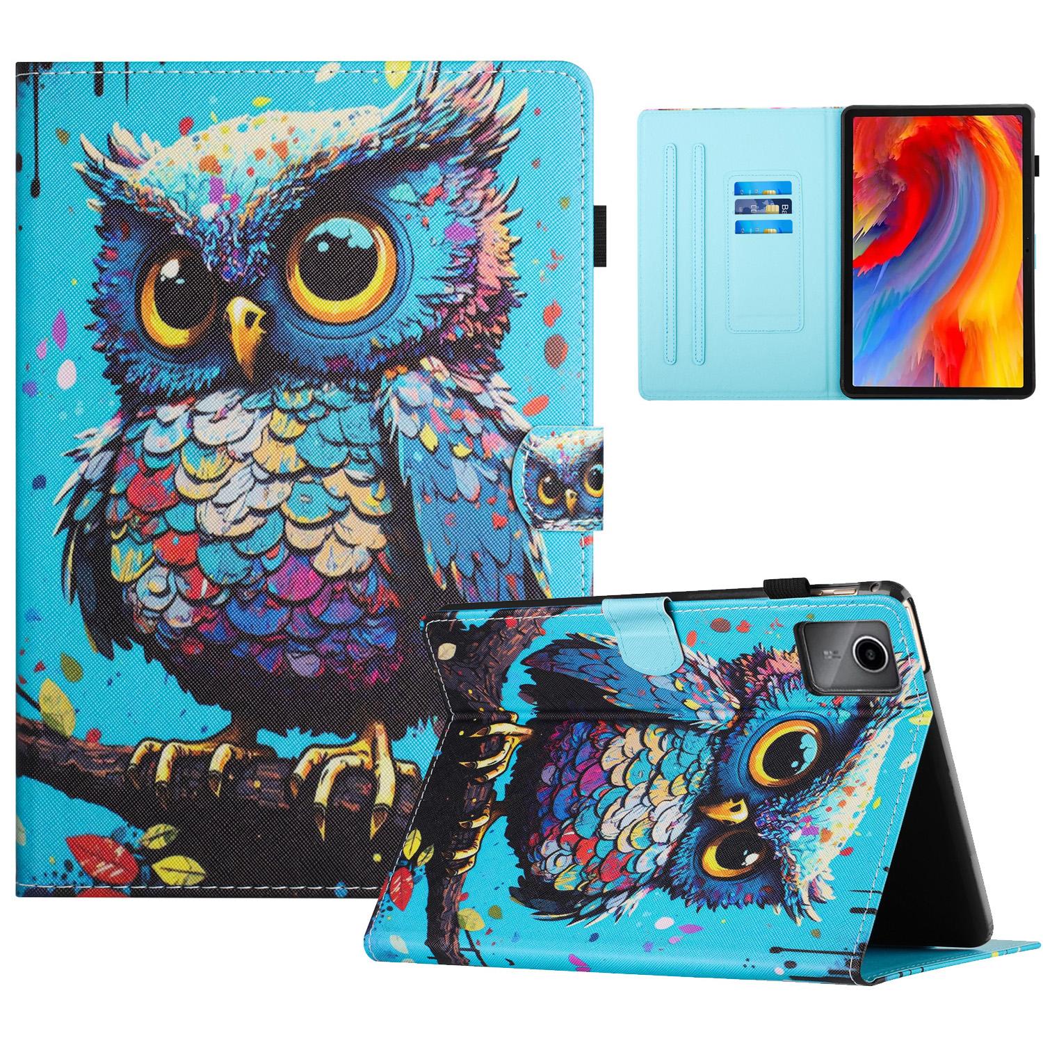 

For Lenovo Tab M11/Xiaoxin Pad 11 2024 Case Pattern Printing PU Leather Stand Tablet Cover Owl