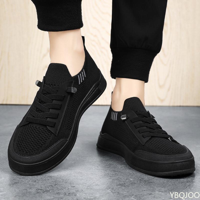 2026 summer fashion mesh breathable shallow mouth men's shoes solid color soft sole casual sneakers daily lace up board shoes
