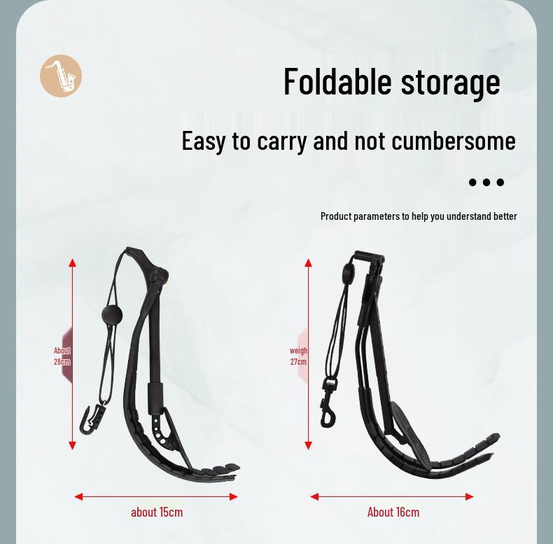Bonmusica Saxophone Dual Shoulder Strap for Soprano, Alto, Tenor - Swiss Style for Children & Adults