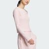 adidas Women's Ribbed Crew Neck Long Sleeve Top Pink JJ3596