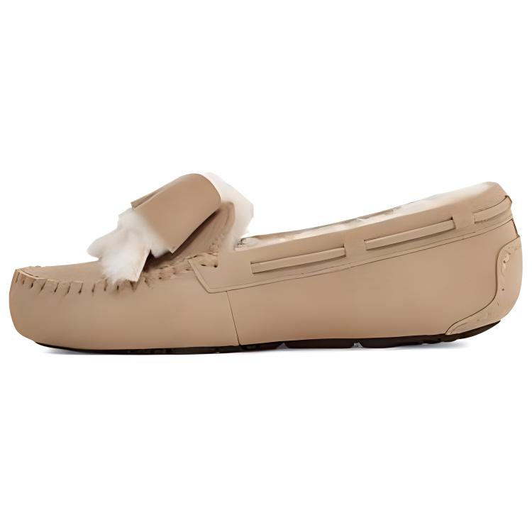 UGG Wygodne kapcie z futerkiem z kokardą Kapcie damskie Piaskowe 1138373-SAN