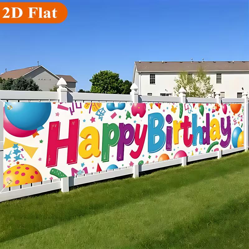 2D Multicolor Letter Birthday Banner, Festive Balloon Party Wall Decor