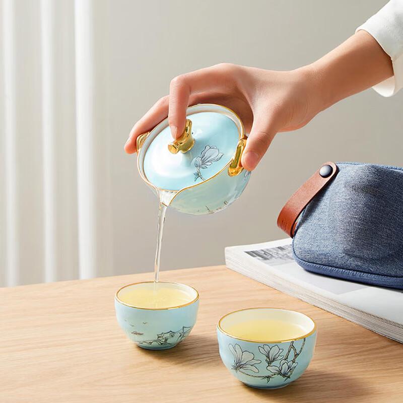 

Margronte Magnolia Blossom Enamel Travel Tea Set