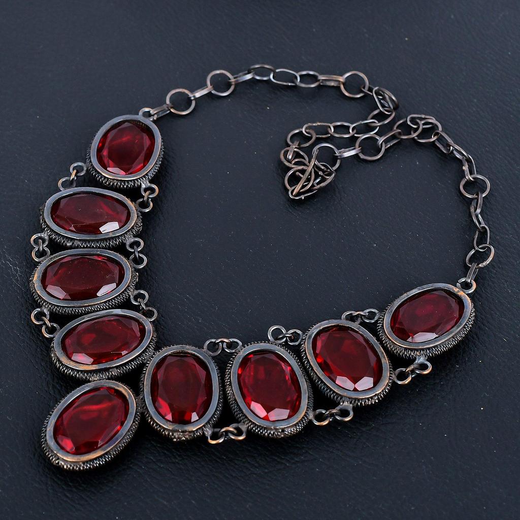 Garnet Necklace Gemstone Jewelry, 999 Copper Wire Wrapped Necklace, Adjustable Handmade Beautiful Jewelry Chain Necklace