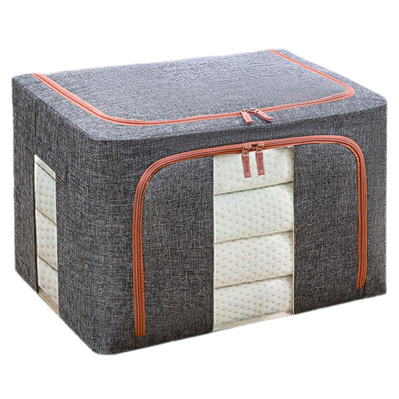 

24L 40x30x20cm Ящик для хранения льняной ткани Складная корзина для одежды с двойным прозрачным окном F