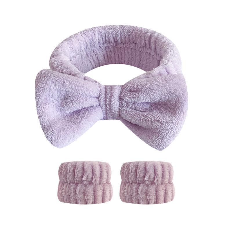 Cute bow headband and wristband set, Beauty makeup headband wristband, ladies spa headband for face washing, makeup headband, skincare headband