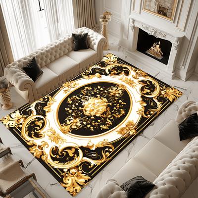Magnifique Tapis Doré Européen Salon Décoration de Luxe Côté Canapé Tapis Antidérapants pour Chambre Dressing Tapis de Sol Lavables