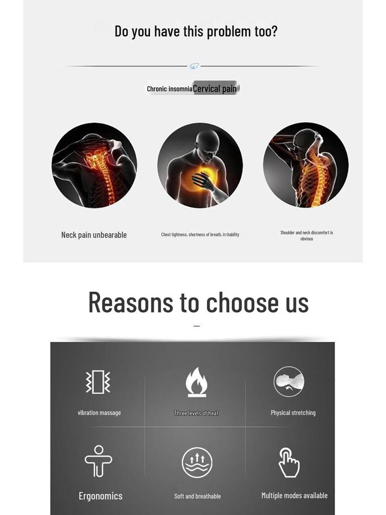 Cervical Massage and Sleep Aid Pillow with Vibration and Heating