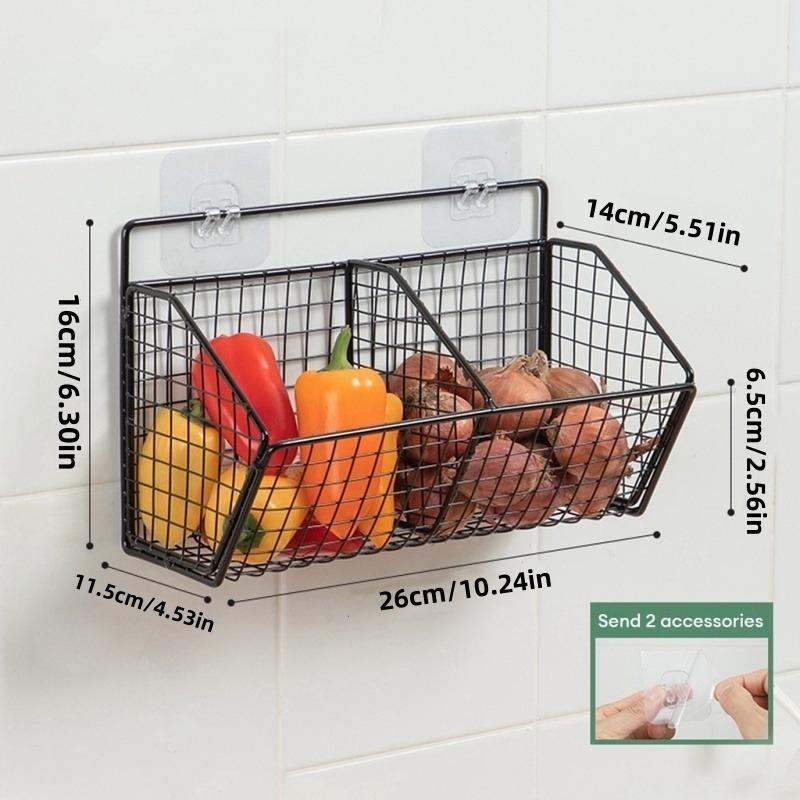 1Pc/Kitchen Wall-Mounted Storage Basket Rack, Wall Hanging Basket for Vegetables and Fruits, Storage Organizer