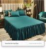 Solid Color Princess Style Brushed Bed Skirt with Dustproof Full Wrap