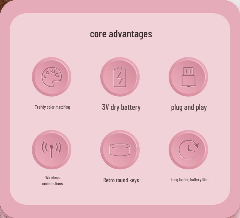 K73 Punk Retro Wireless Keyboard & Mouse Set - Colorful, Quiet, Round Keys for Girls' Office