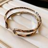 Gold-Plated Textured Open Bangle: Korean Style, High-End Cold Aesthetic