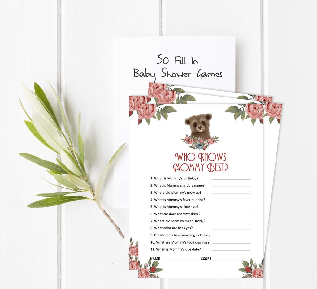 Inkdotpot Baby Shower Game Set Of 50 BabyA  AlphabetA  ABCA  Game Bear Jungle Animals Party