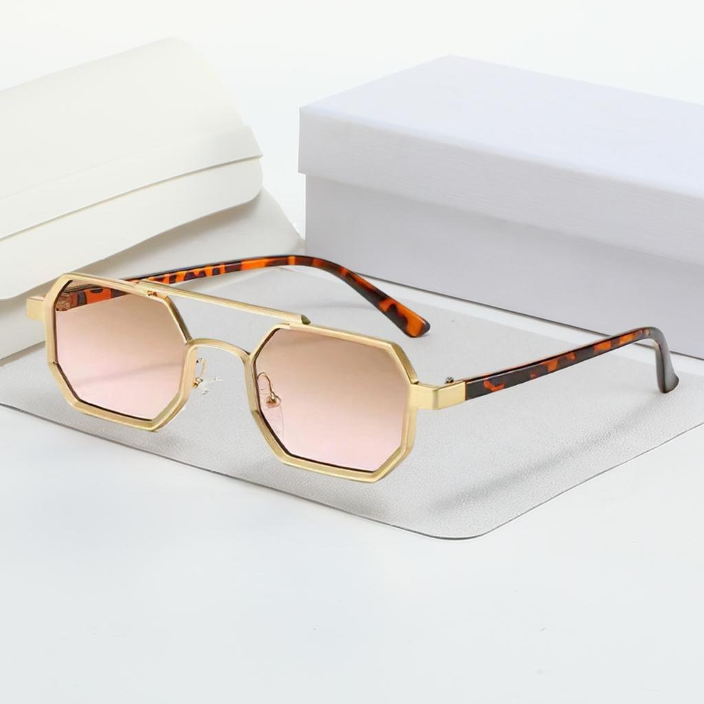 4Pcs/Set Stylish Metal Sunglasses For Women With Dual Tone Frame Gradient Blue Lenses Square Shape Modern Fashion Accessory