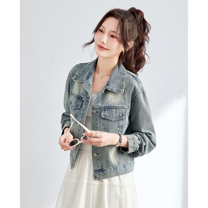 TERRE BLEUE Women's Beaded Denim Jacket