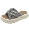 2025 pearl with thick bottom new beach slippers skirt versatile cool slippers women's summer fashion