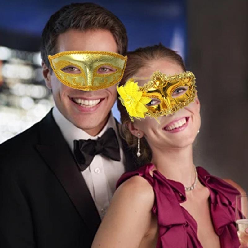 2 Pcs Venetians Mask Half Face Mask Halloween Mask Costume Mask Masquerade Mask Party Mask Mardi Gras Mask for Carnivals