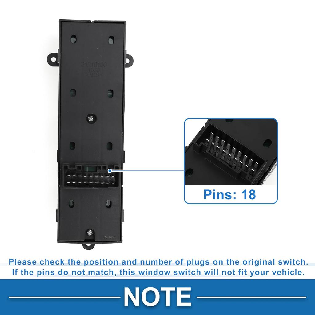Power Window Switch No.935702T500 Front Left Driver Side Window Control Switch for Kia Optima 2014-2015 Black