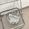 New popular glitter powder with silver sequins niche largecapacity commuting shoulder canvas bag handbag