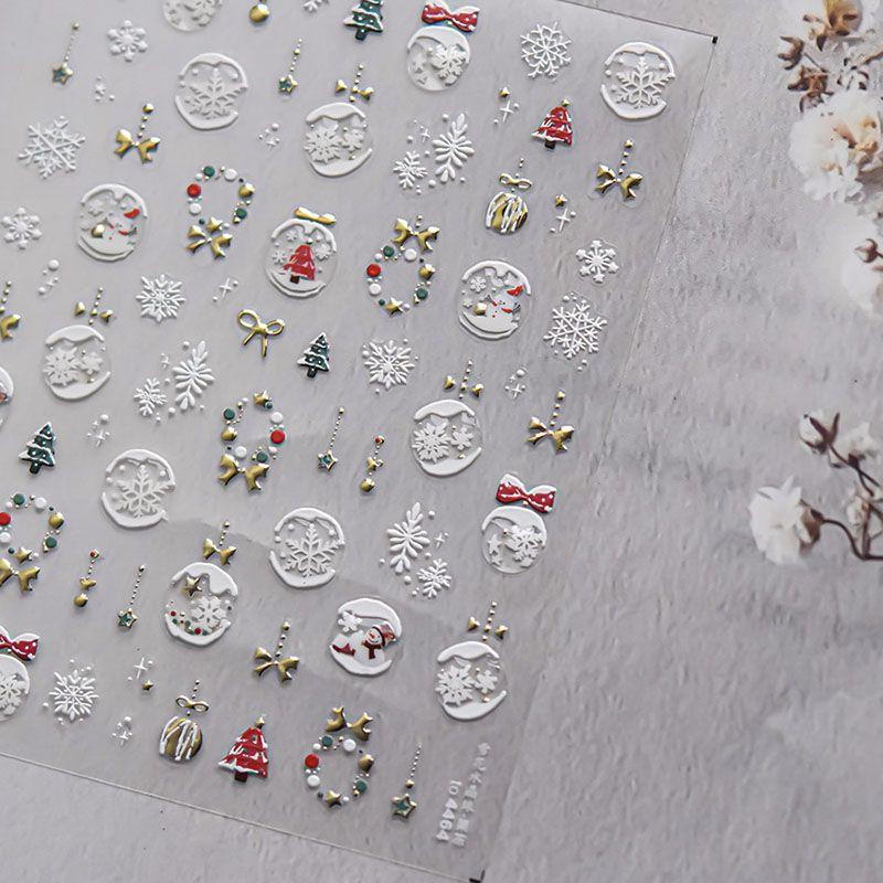 

Snowflake Relief Adhesive Decorations Nail Stickers New gilded snowflake crystal ball 4464