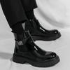 Fashion High Quality Men's Patent Leather Shiny Surface Comfortable Thick Soled High Top Boots Fashion Brand Men Anti Slip Chelsea Boots