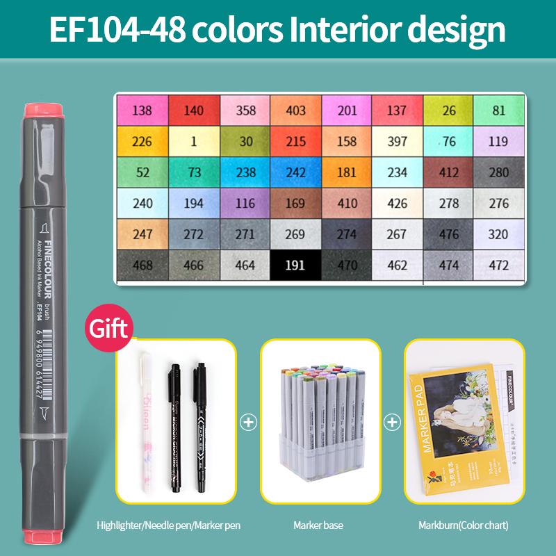 EF104 Double-Head Alcohol Marker Pens Sketch Design Marker Brush Pen Beginner Manga Graphic Drawing Art Supplies