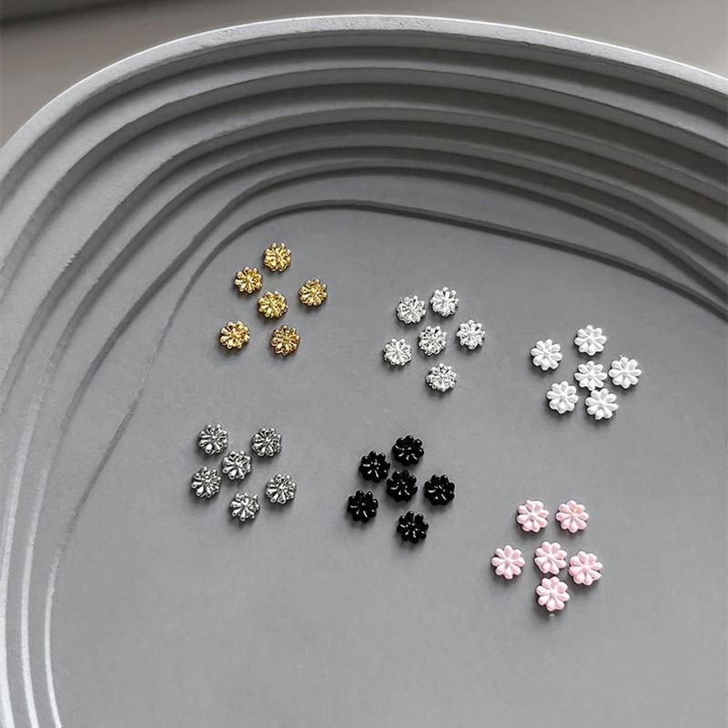 10 Pcs Gold Rhinestone Flower 3D Alloy Nail Charms Mini Flower Sparkling Gold Silver Floral Decorations Manicure Cool Charms