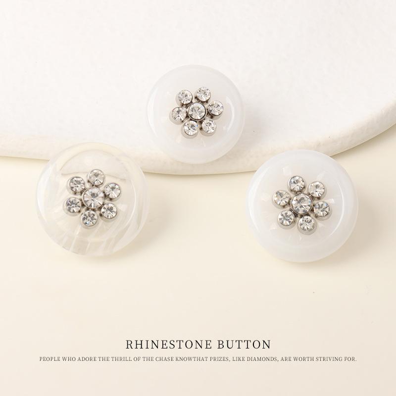 5pcs Resin Metal Combination Button Coat Trench Coat Diamond-Encrusted Decorative Buttons Suit Sweater Hand-Sewn Buttons