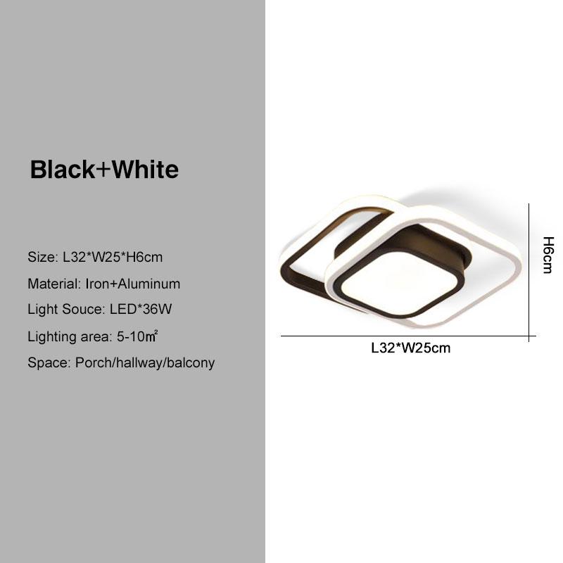Plafoniere LED de interior cu reglare RC pentru balcon, coridor, lămpi de tavan LED nordice negre albe pentru dormitor, sufragerie