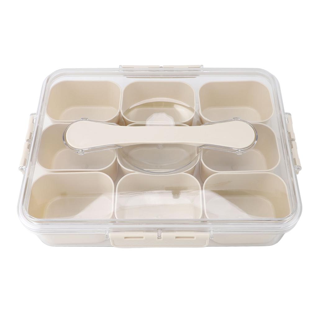 Plastic Seasoning Organizer Box 9 Compartments Sealing Fruit Snack Storage Containers with Clear Lid